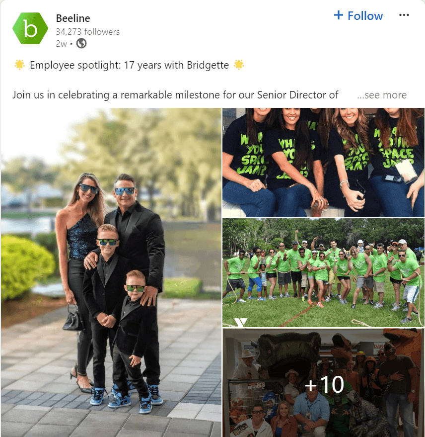 Beeline's LinkedIn post about one of their team members