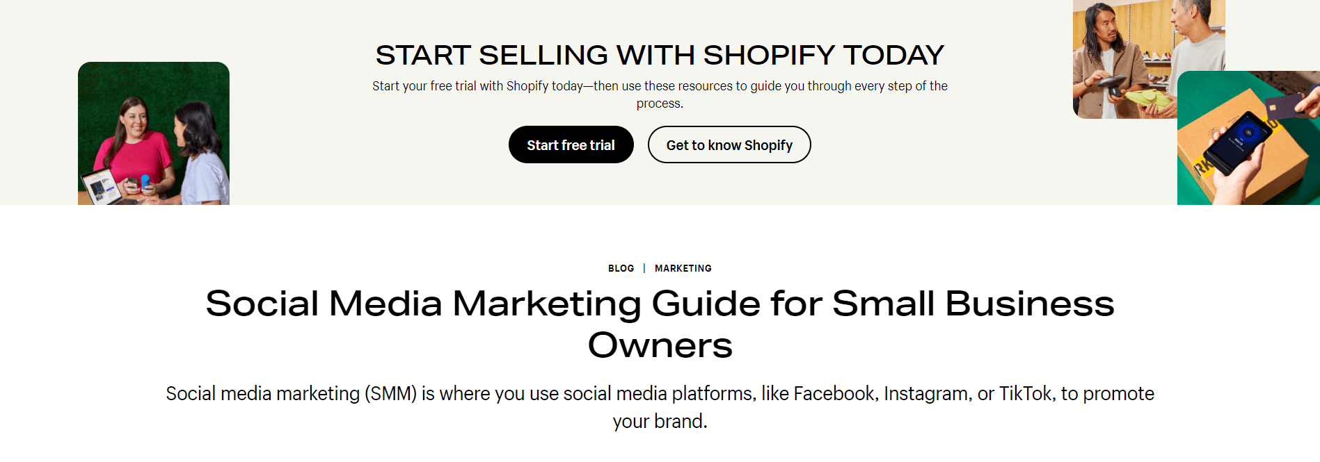 Screenshot of blog post heading on Shopify
