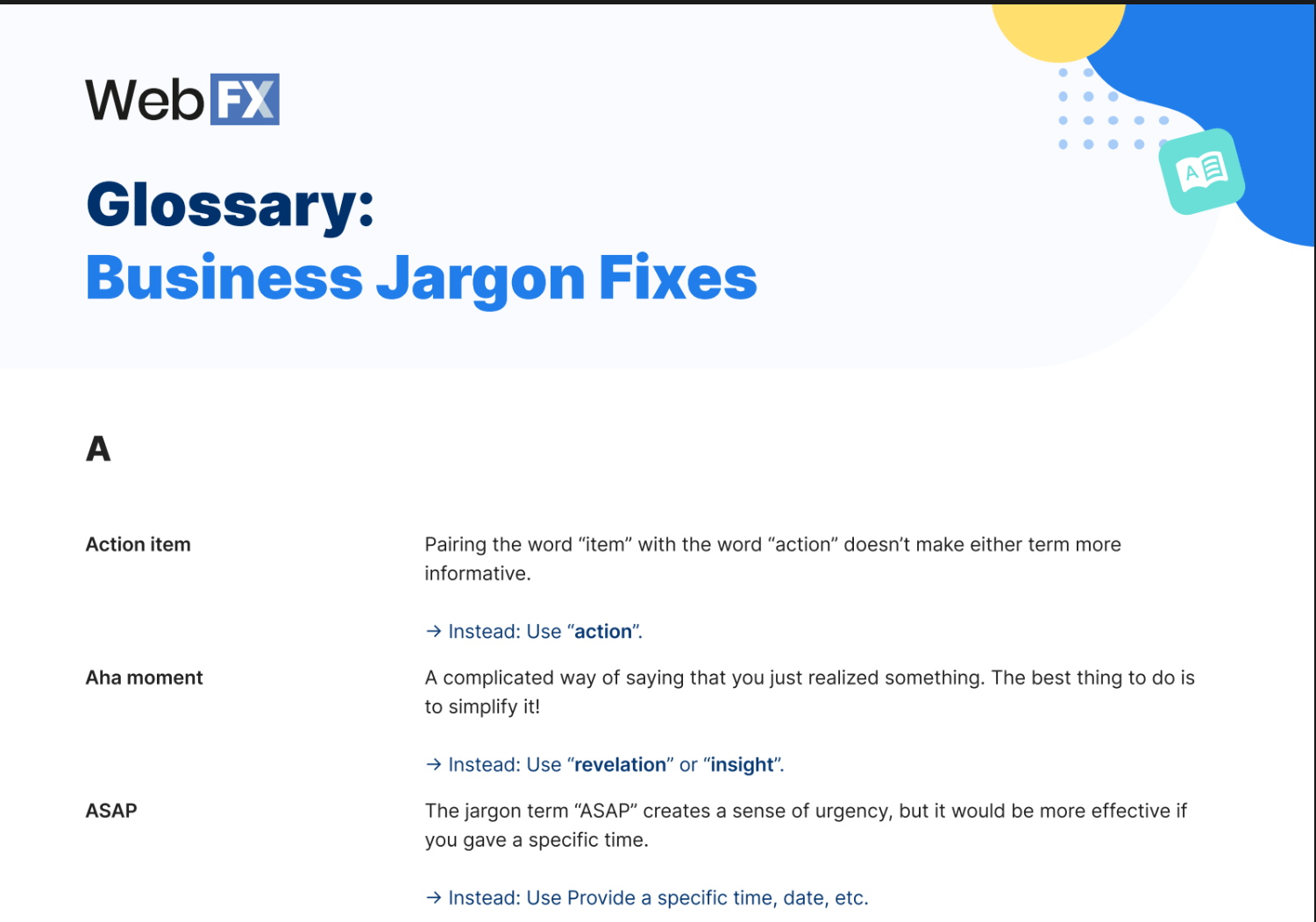 Preview of business jargon glossary