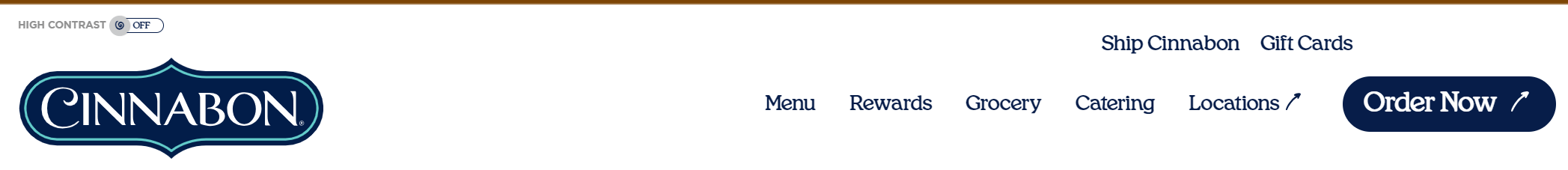 Navigation bar on Cinnabon's website
