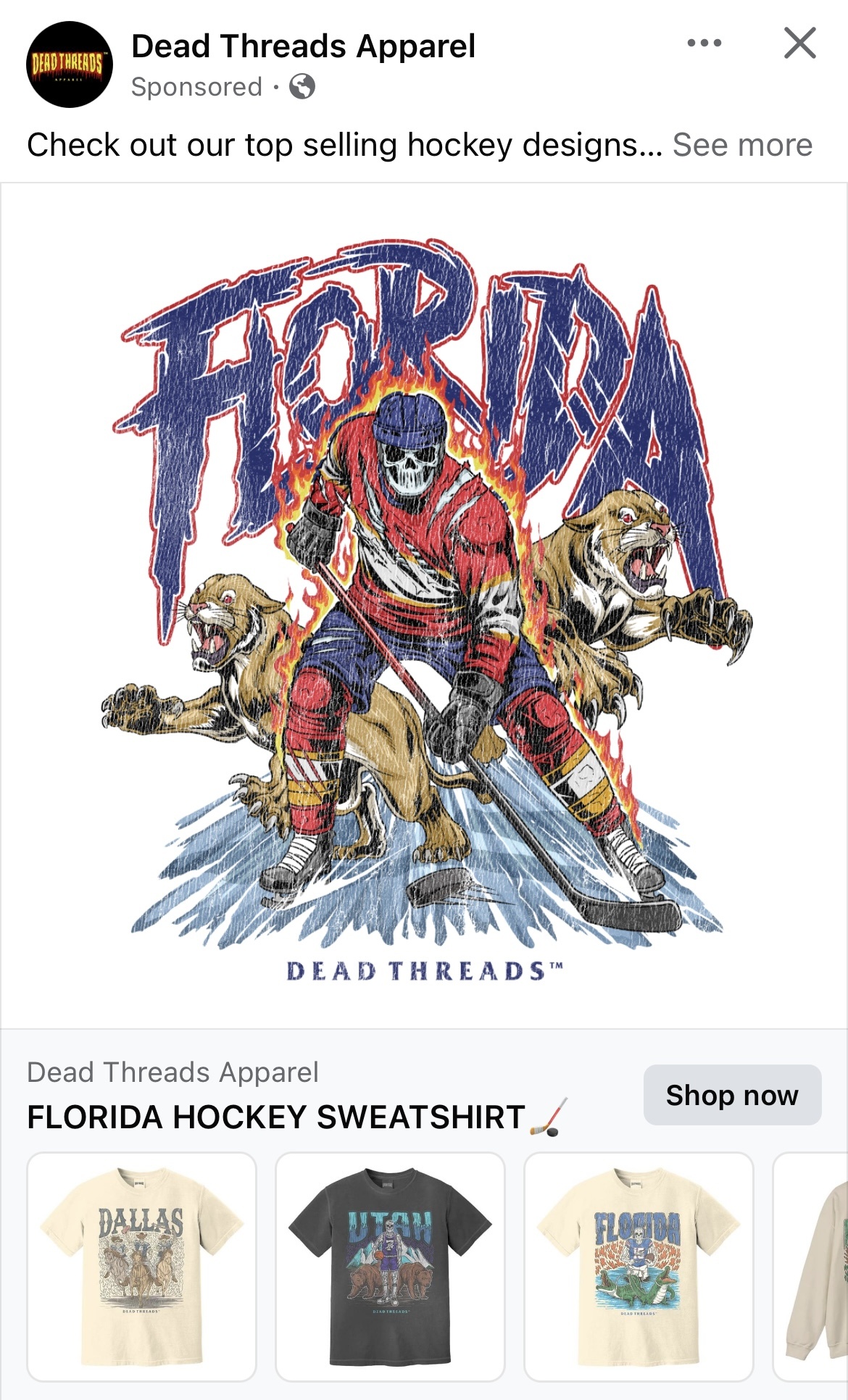 dead threads apparel facebook collection ad example