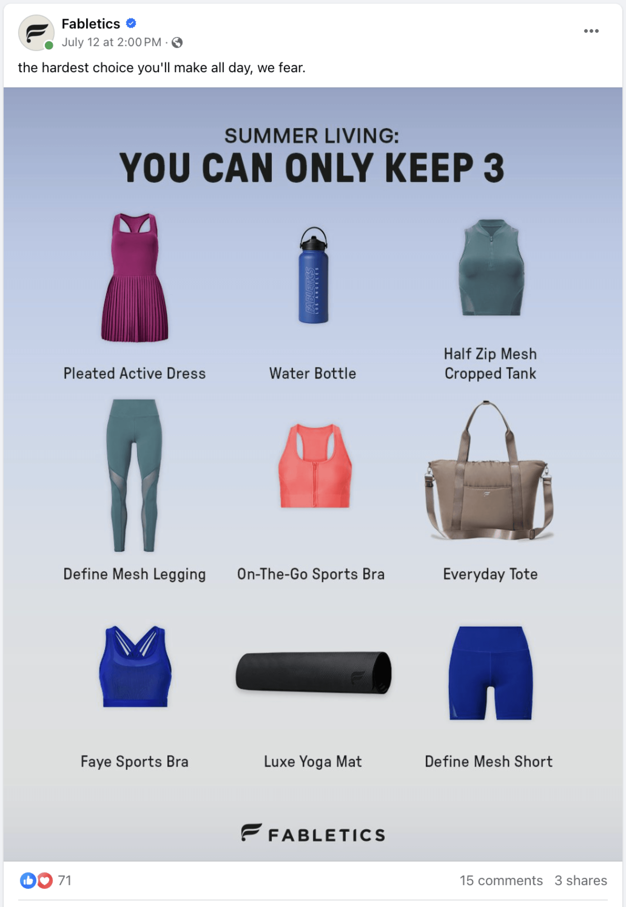 fabletics facebook post