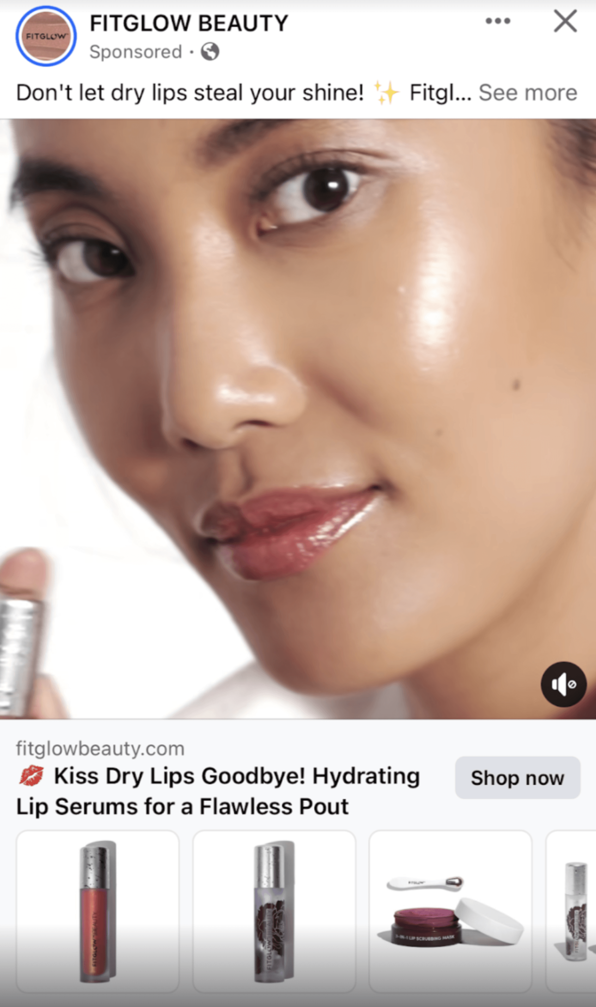 fitglow beauty facebook collection ad example