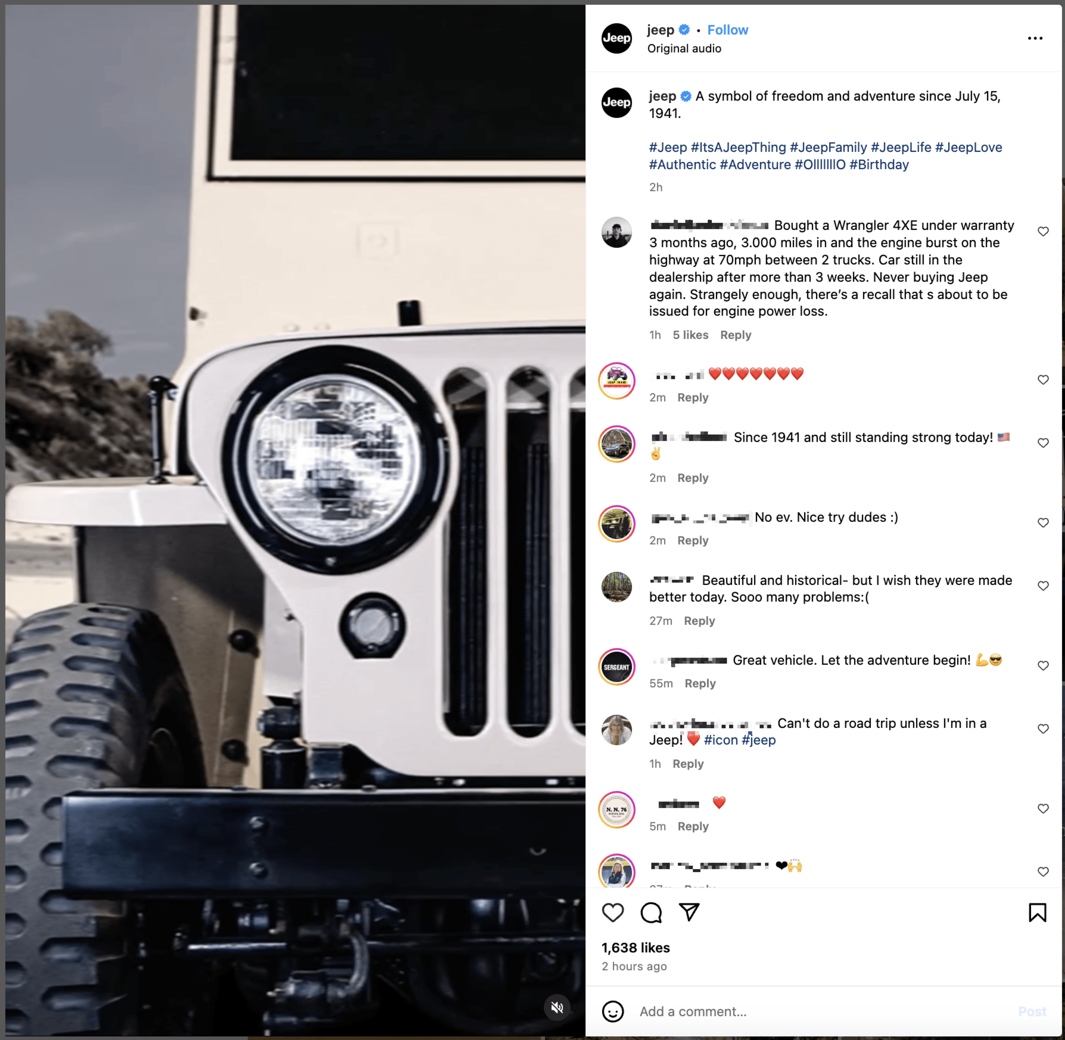 jeep instagram post