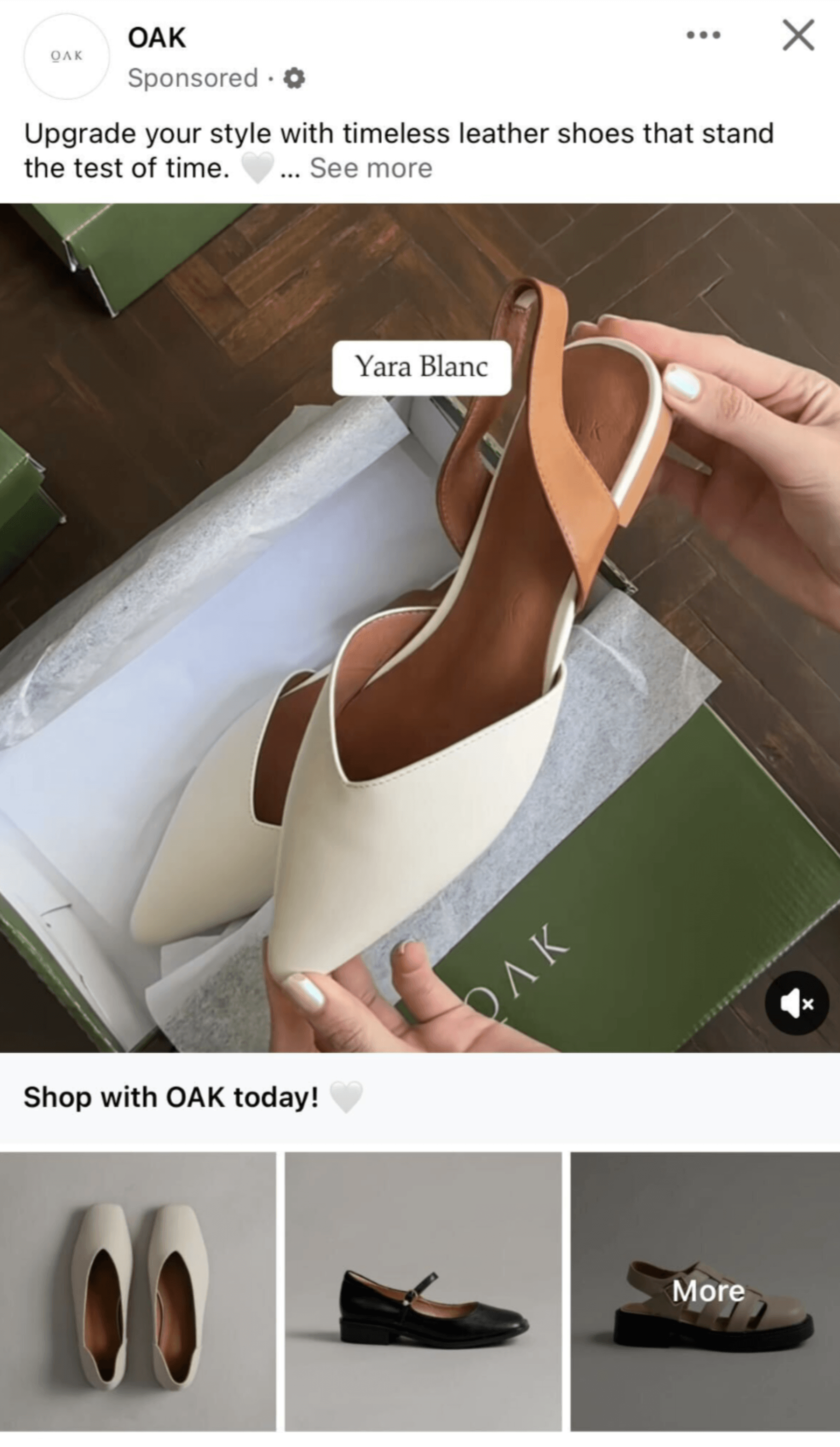 oak facebook collection ad example