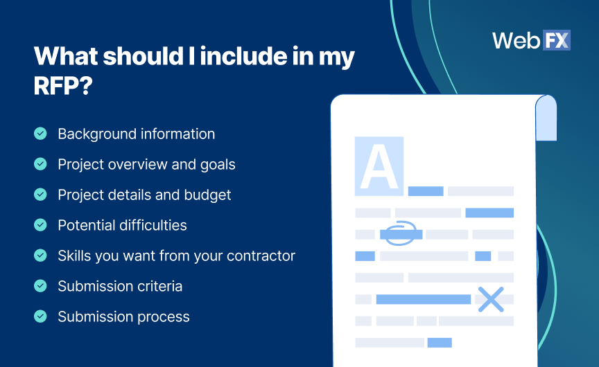 checklist of items to include in an RFP