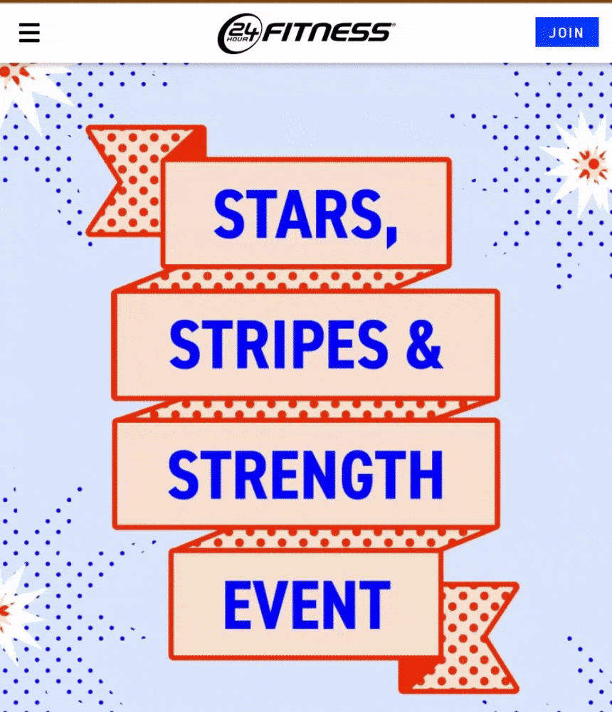 Mobile version of 24HR Fitness website