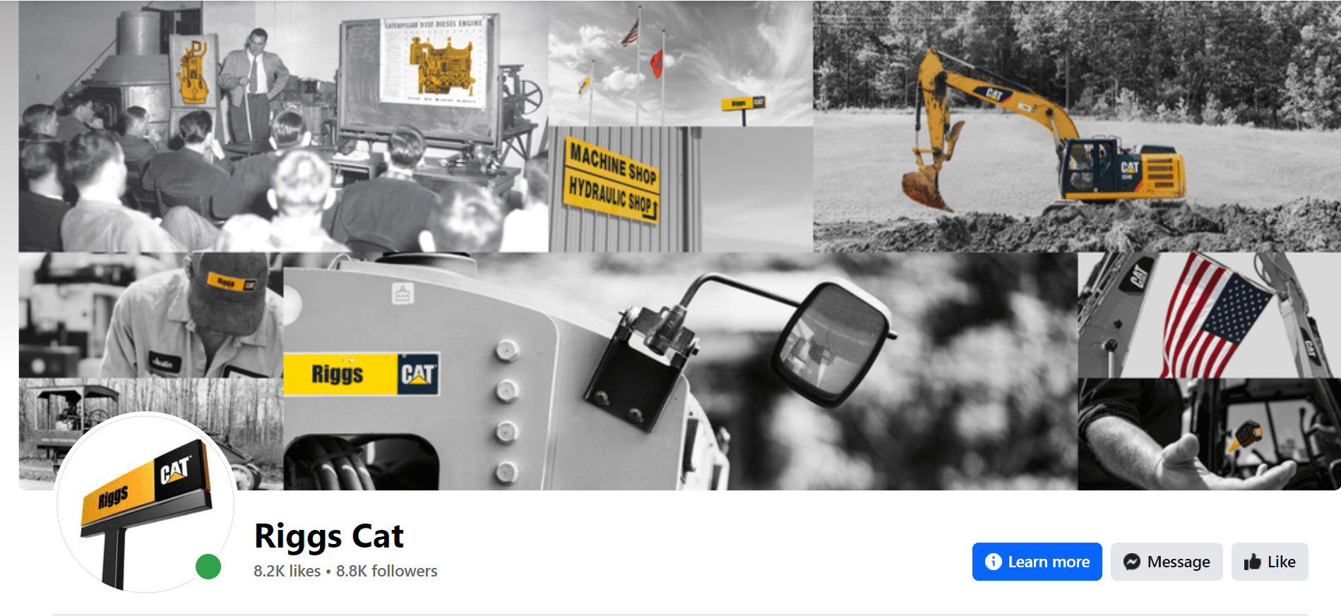 Facebook profile for Riggs Cat Dealership