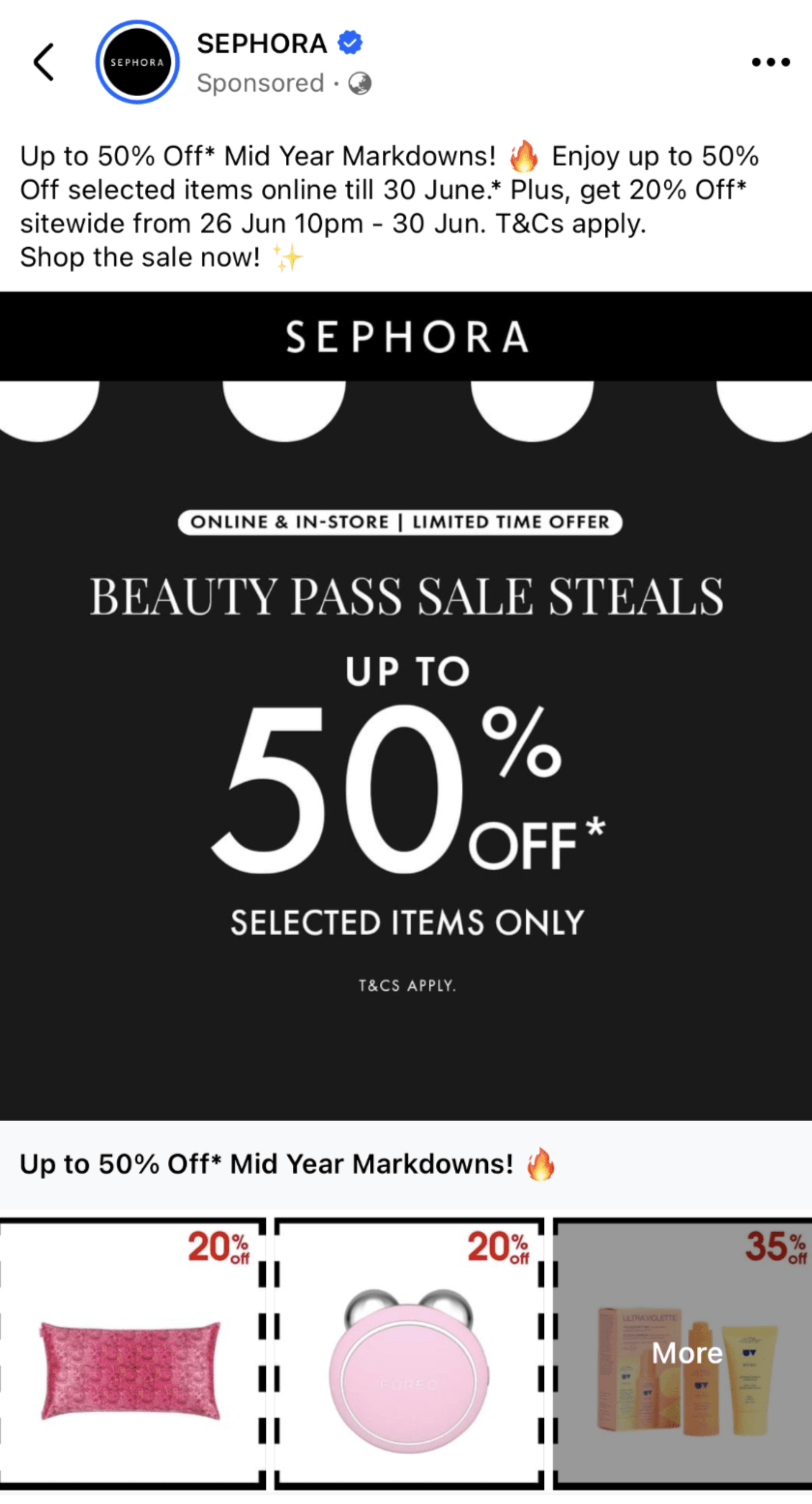 sephora facebook collection ad example