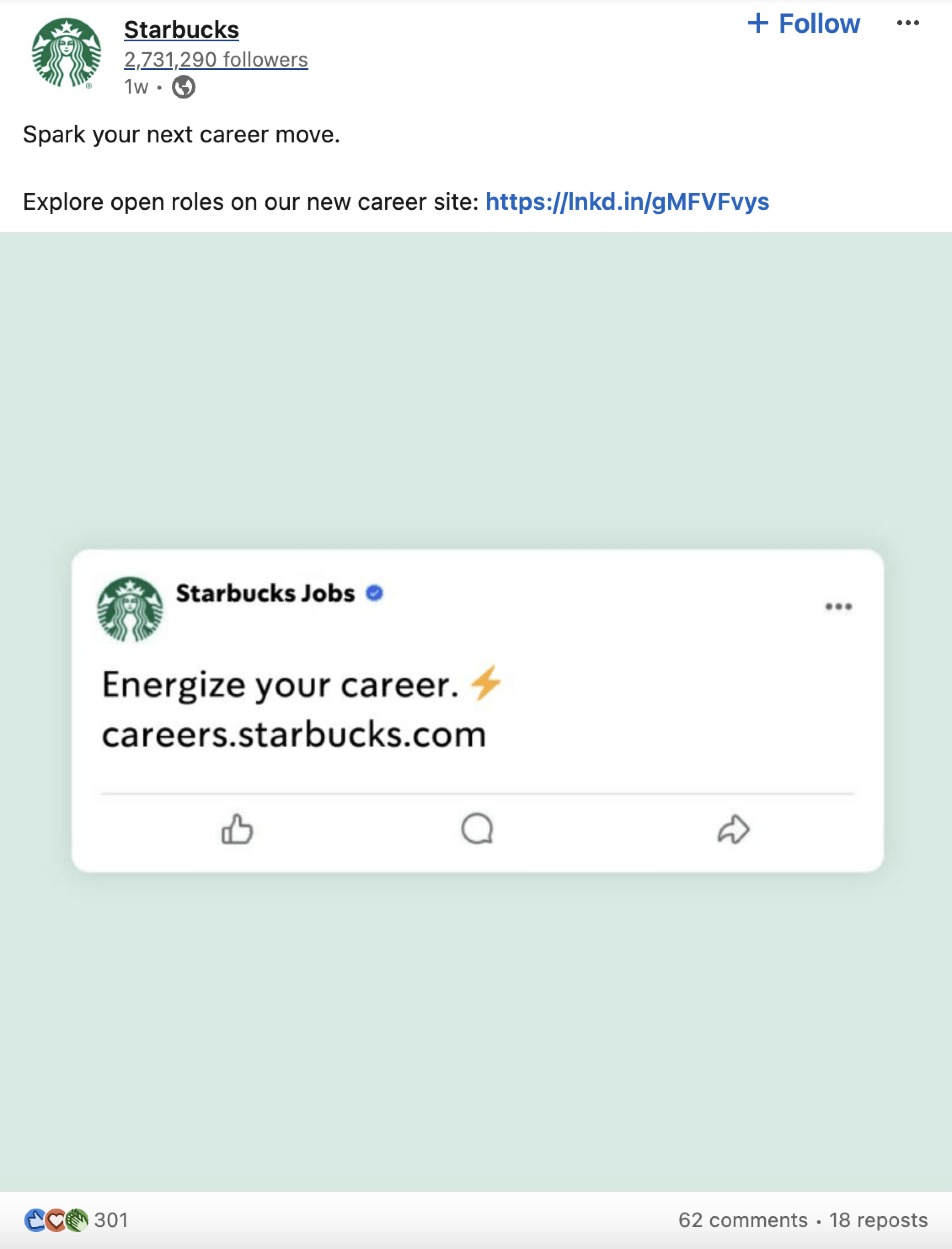 starbucks linkedin post