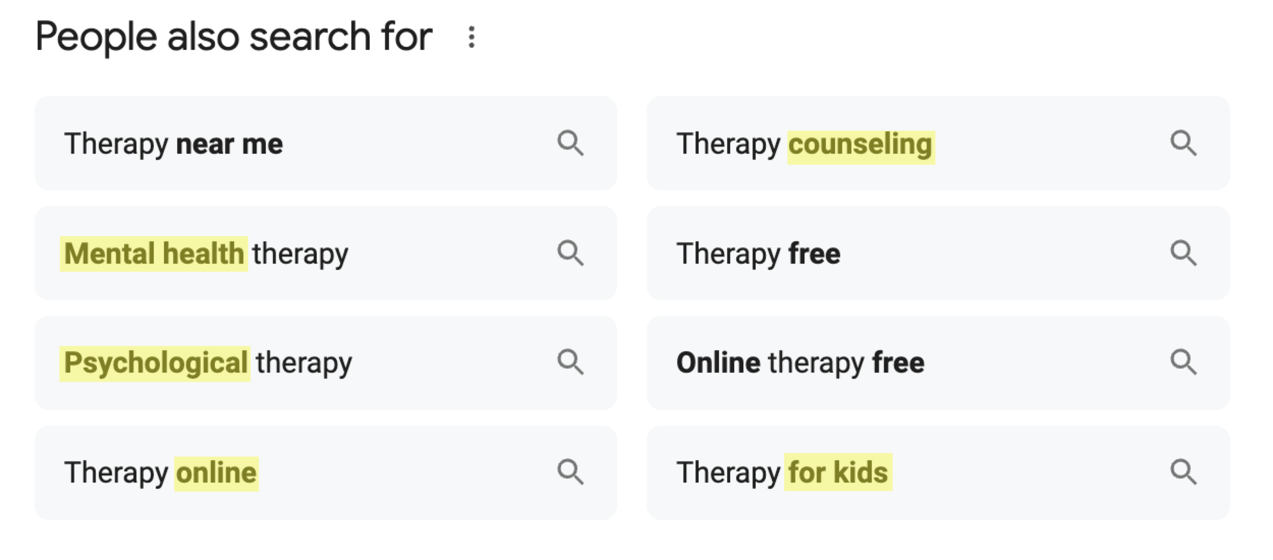 keyword variations for therapists