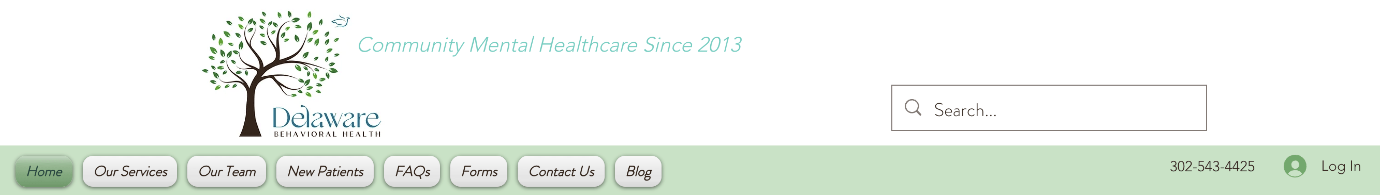 navigation bar on therapy website homepage