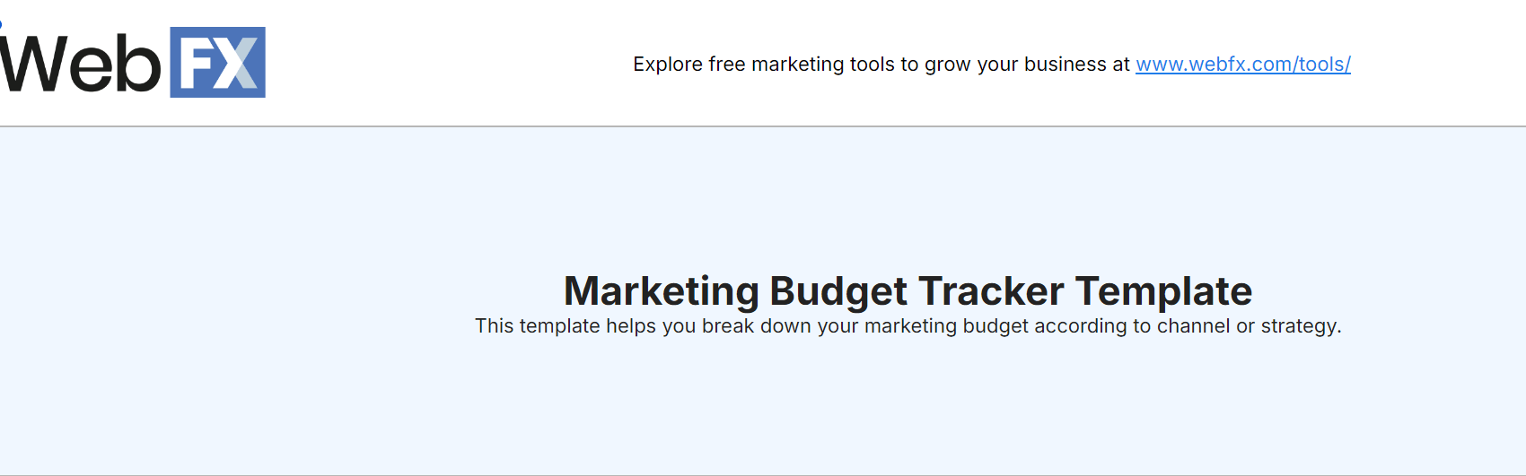 preview of marketing budget tracker template