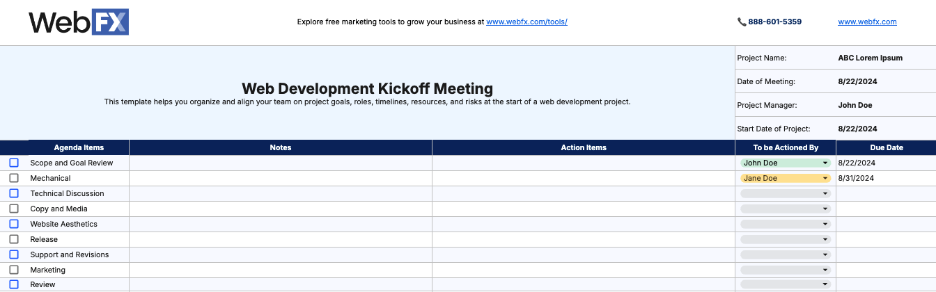 web development meeting preview