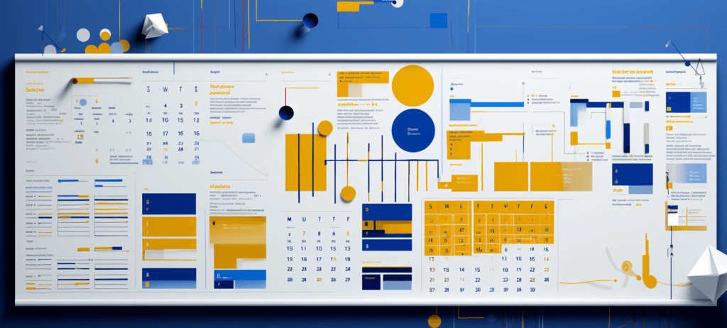 giant calendar with smaller calendars in it, hanging on a wall