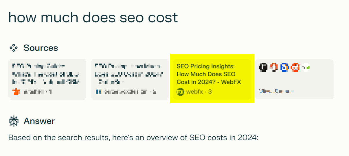 Perplexity search results for "how much does SEO cost"