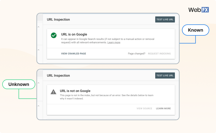 2 URL inspection report results