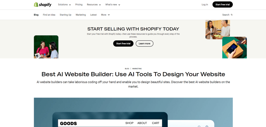 ai site builder shopify