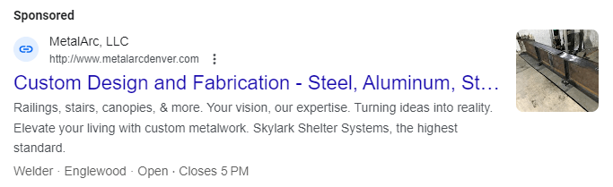 metal fabrication lead generation paid ad
