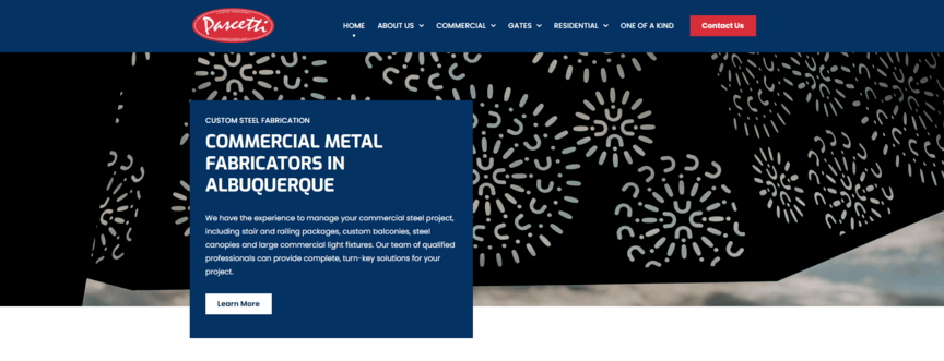 metal fabrication seo website desktop