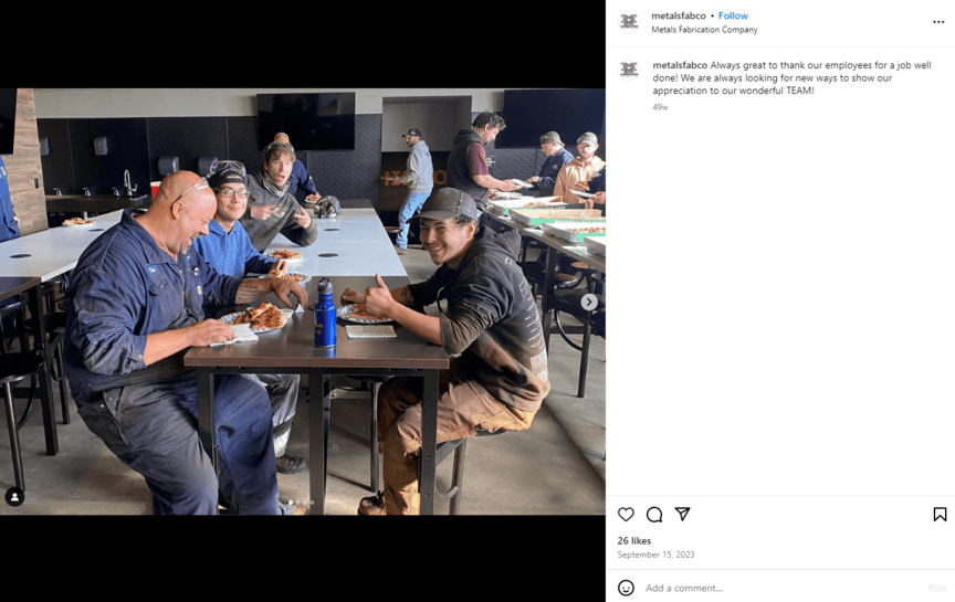 metal fabrication social media team photo