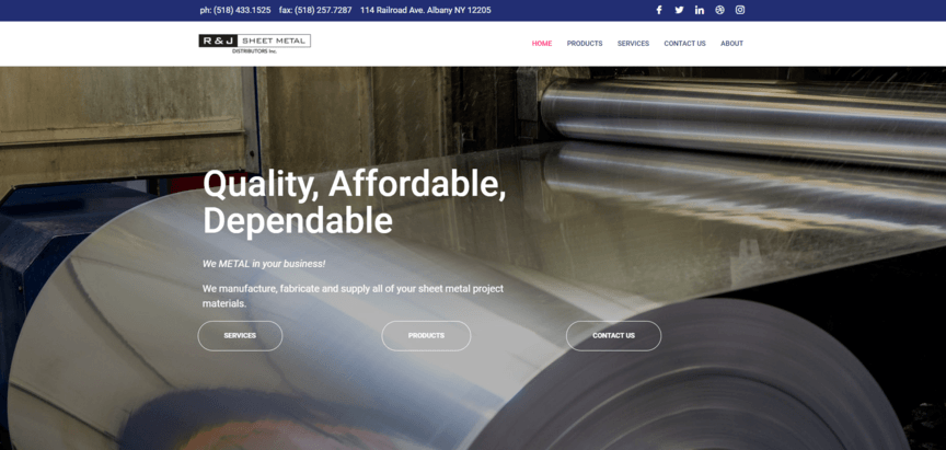 metal fabrication web design homepage