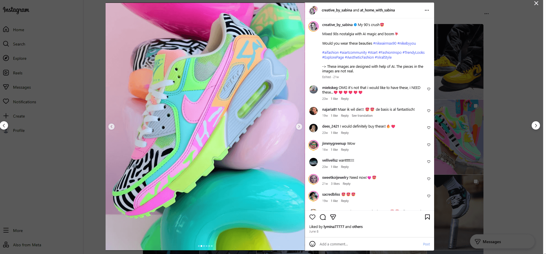 A vibrant, AI-designed Nike Air Max sneaker for the #NikeByYou UGC campaign