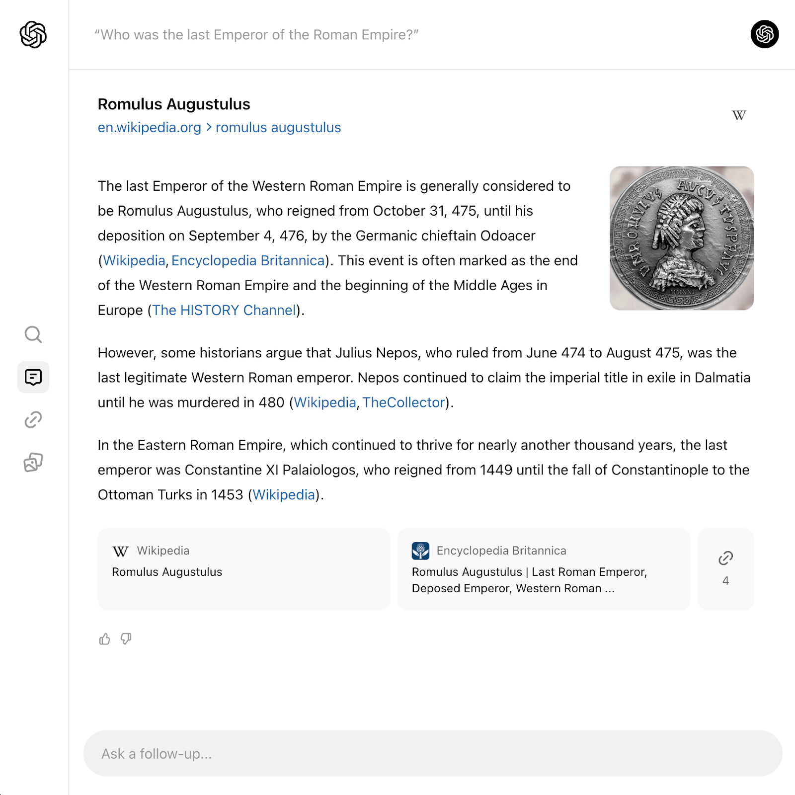 SearchGPT search results