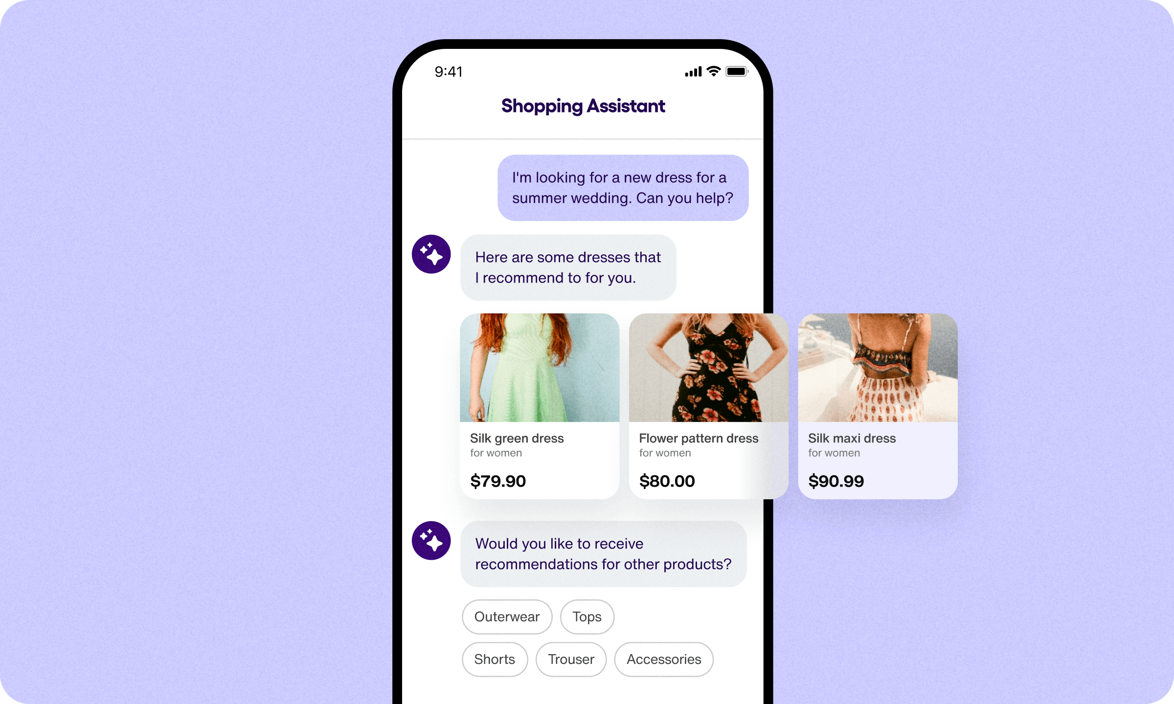 A screenshot showing how AI chatbots work in ecommerce as part of the holiday shopping trends.