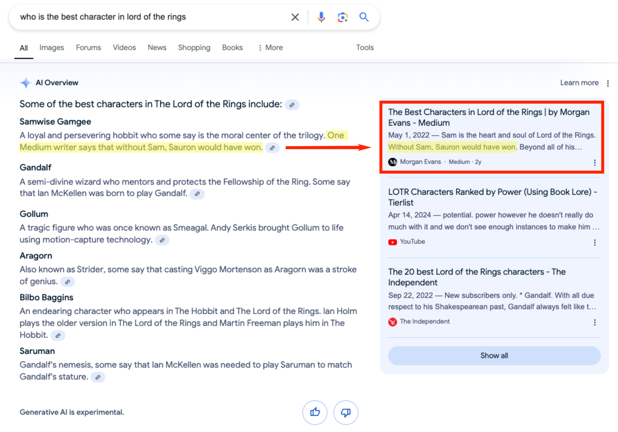 ai summary quoting sources