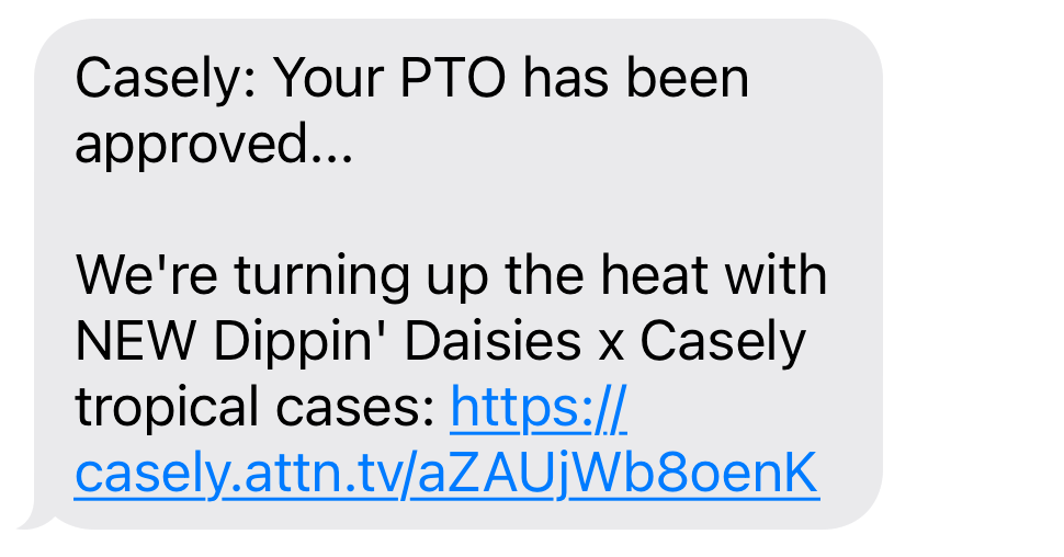 casely sms marketing message