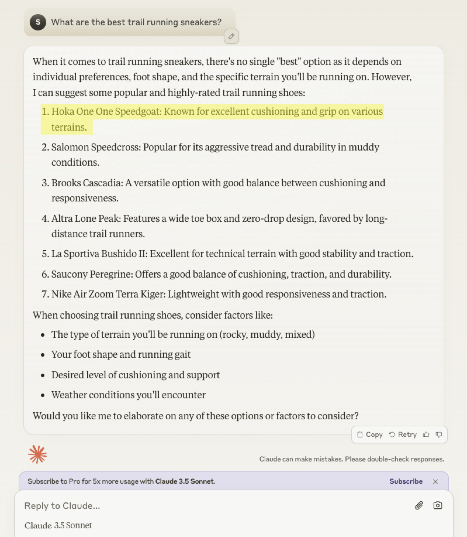 A screenshot of an AI platform, Claude, showing how it sees reviews and ratings and, in turn, rewards pages with better visibility in their results.