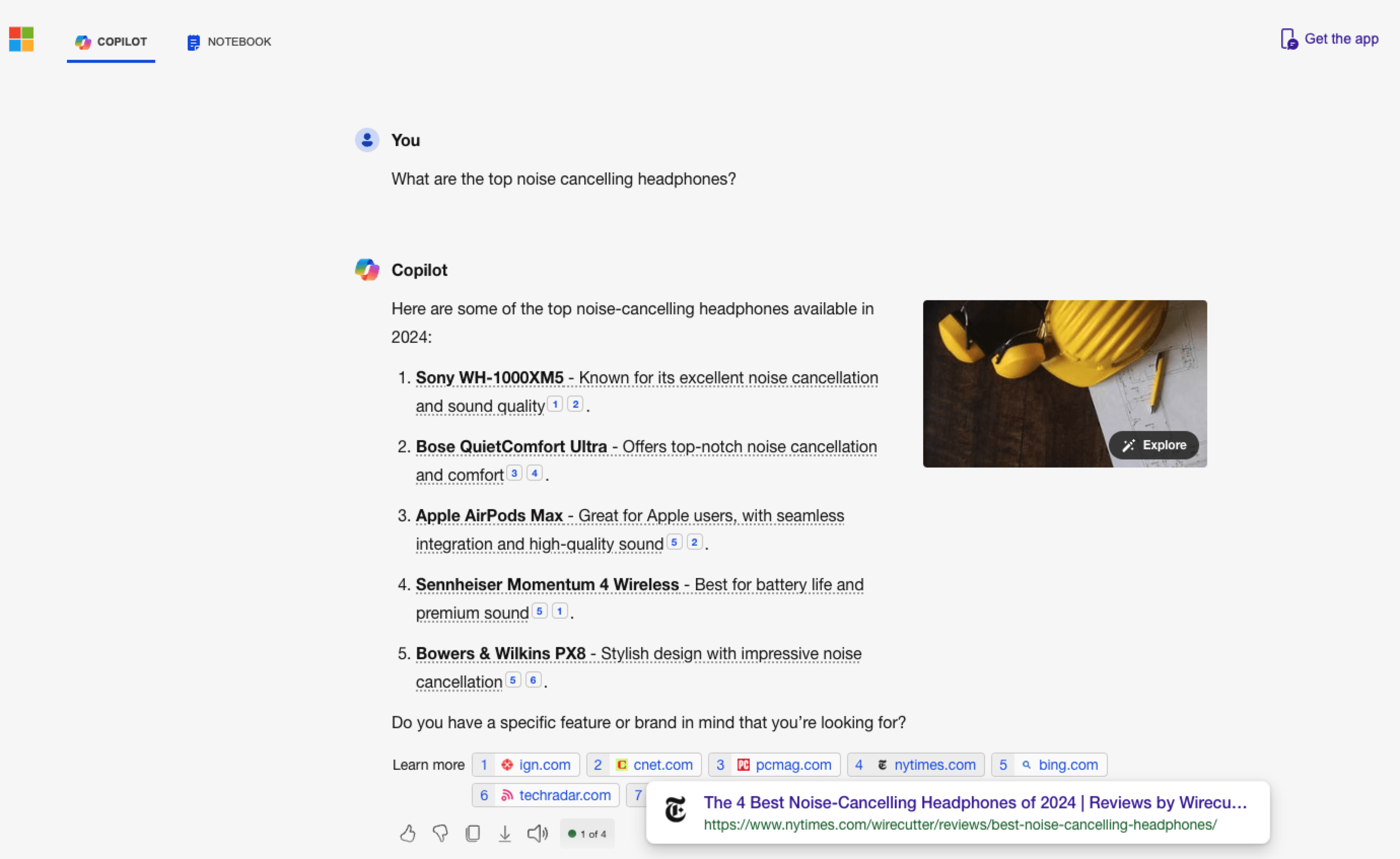 brand mentions in copilot response