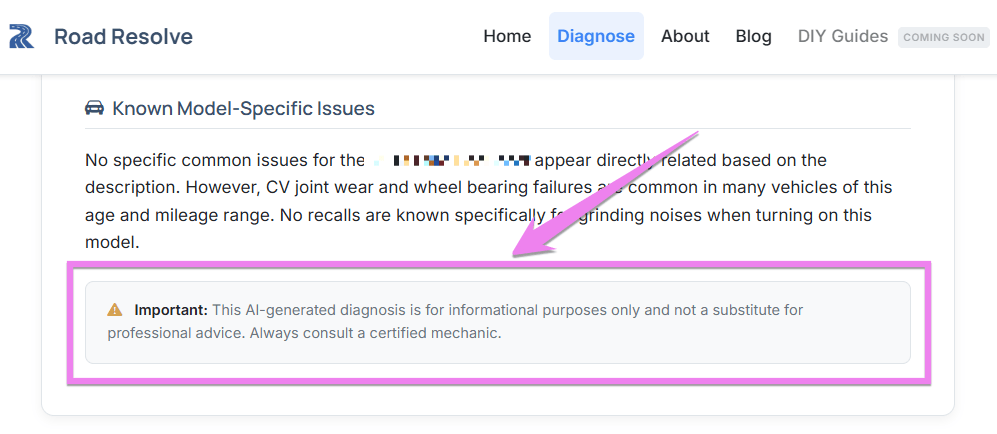 An example of an AI interface that adds transparency and context to its output