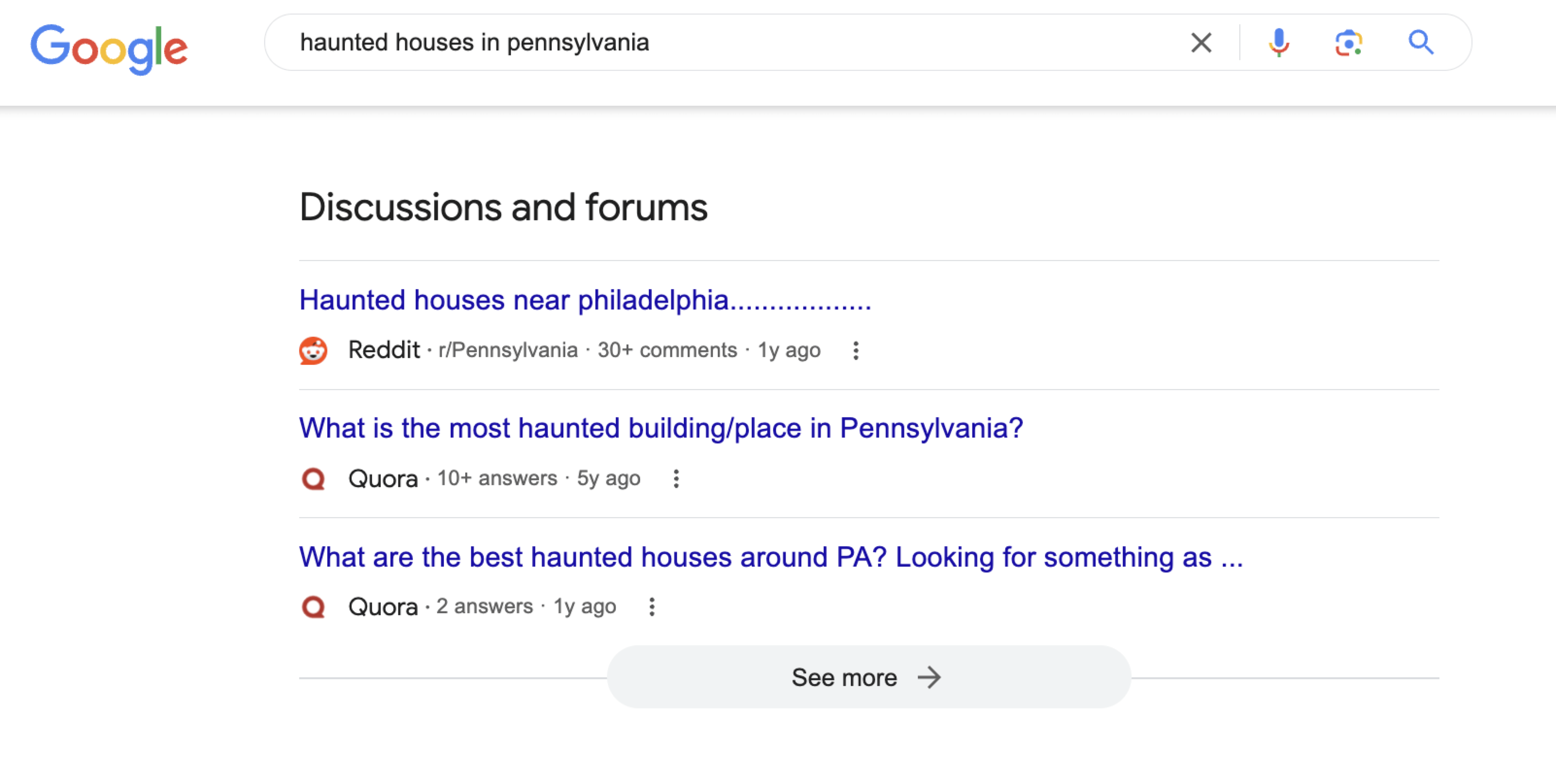 example of forum discussions in serps