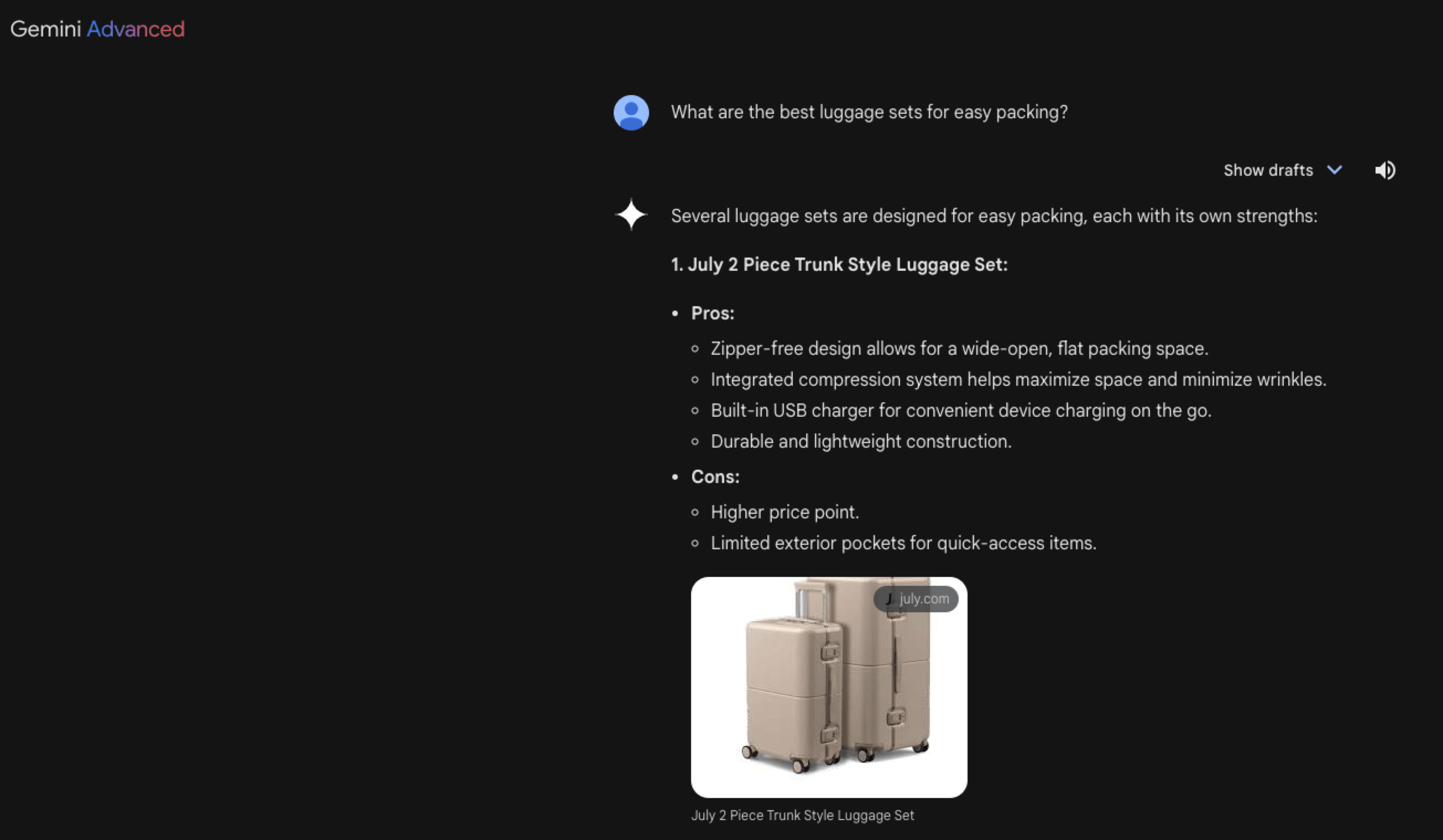google gemini product recommendations