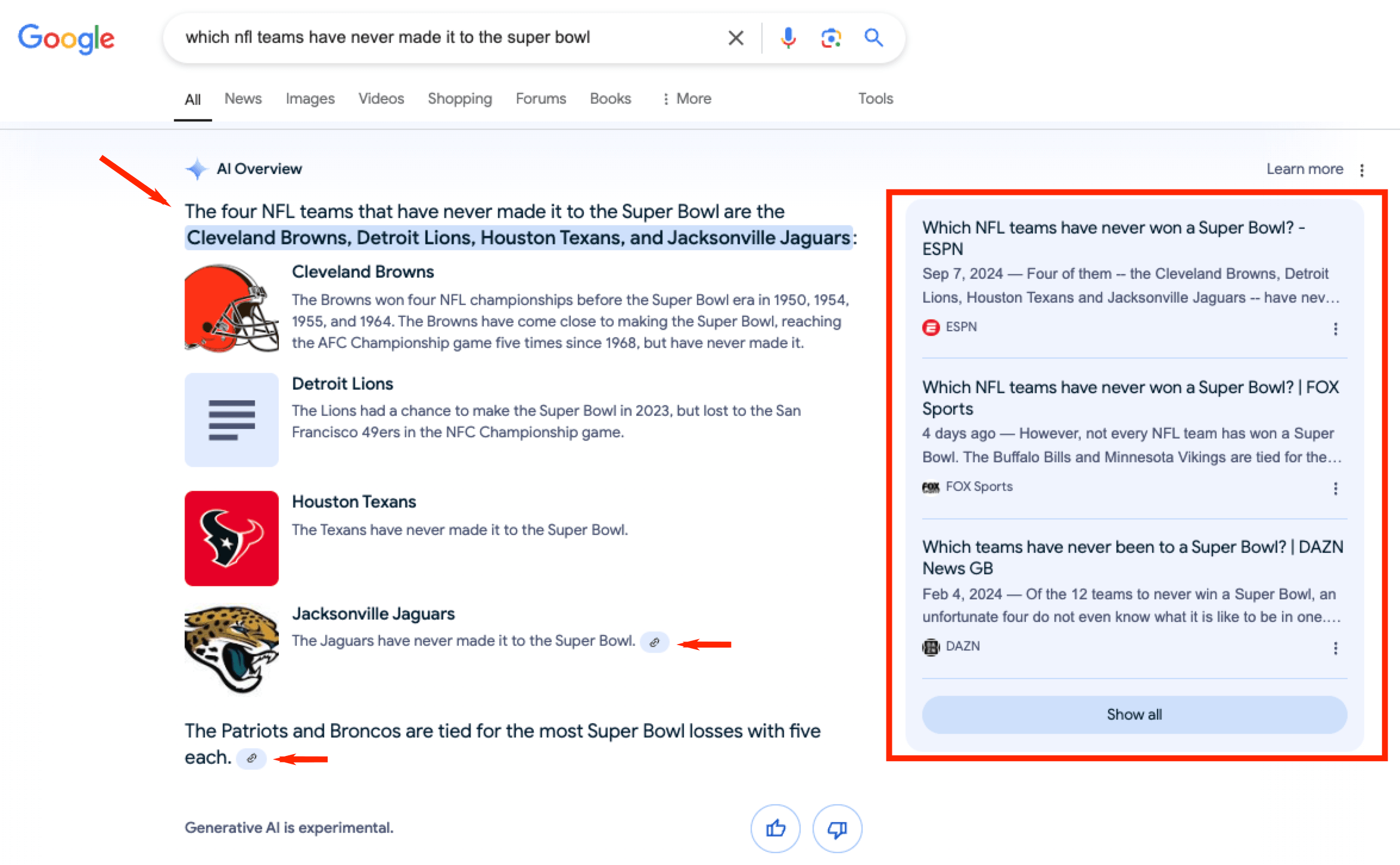 example of google ai overview in search results