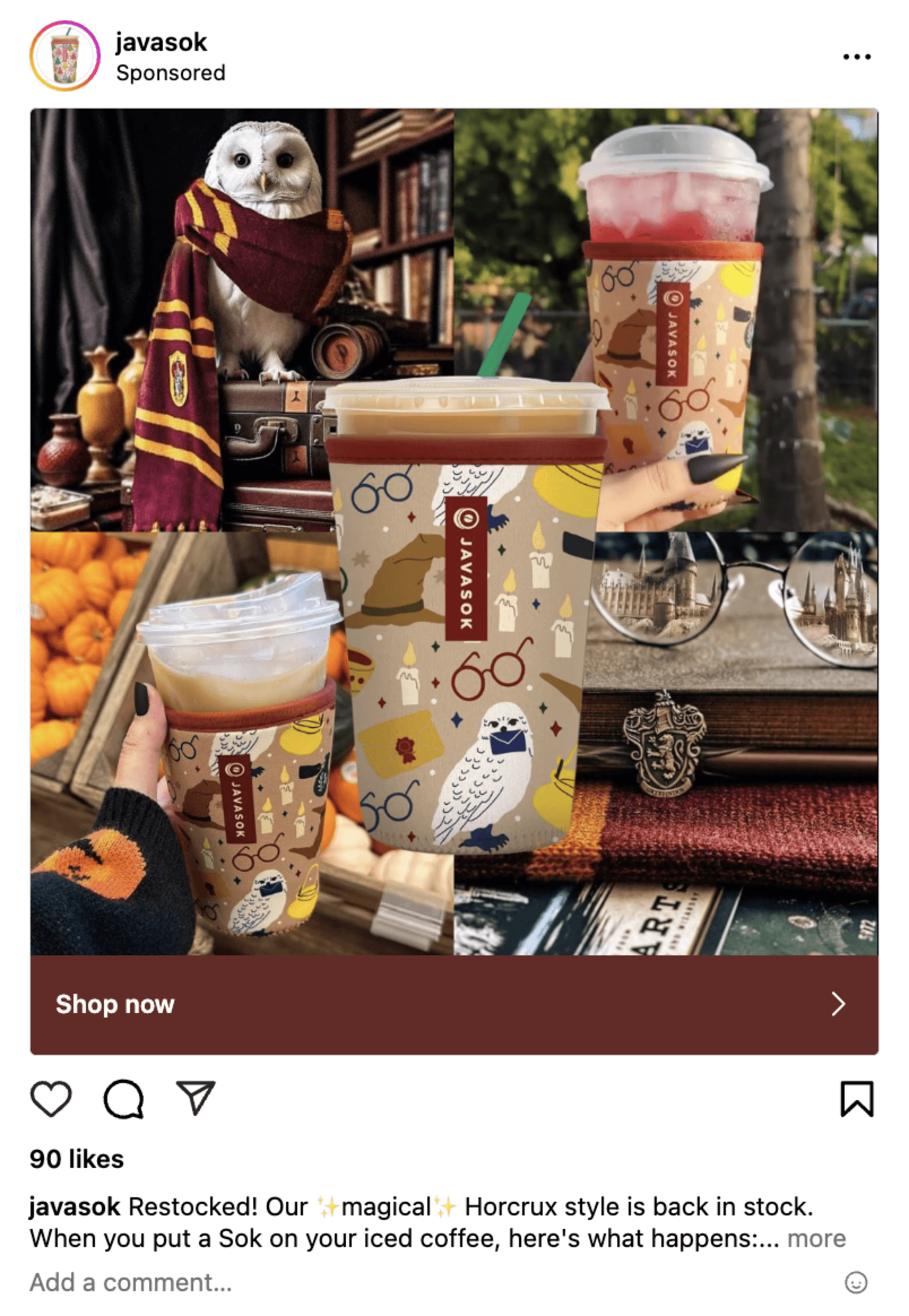 java sok harry potter collection instagram ad