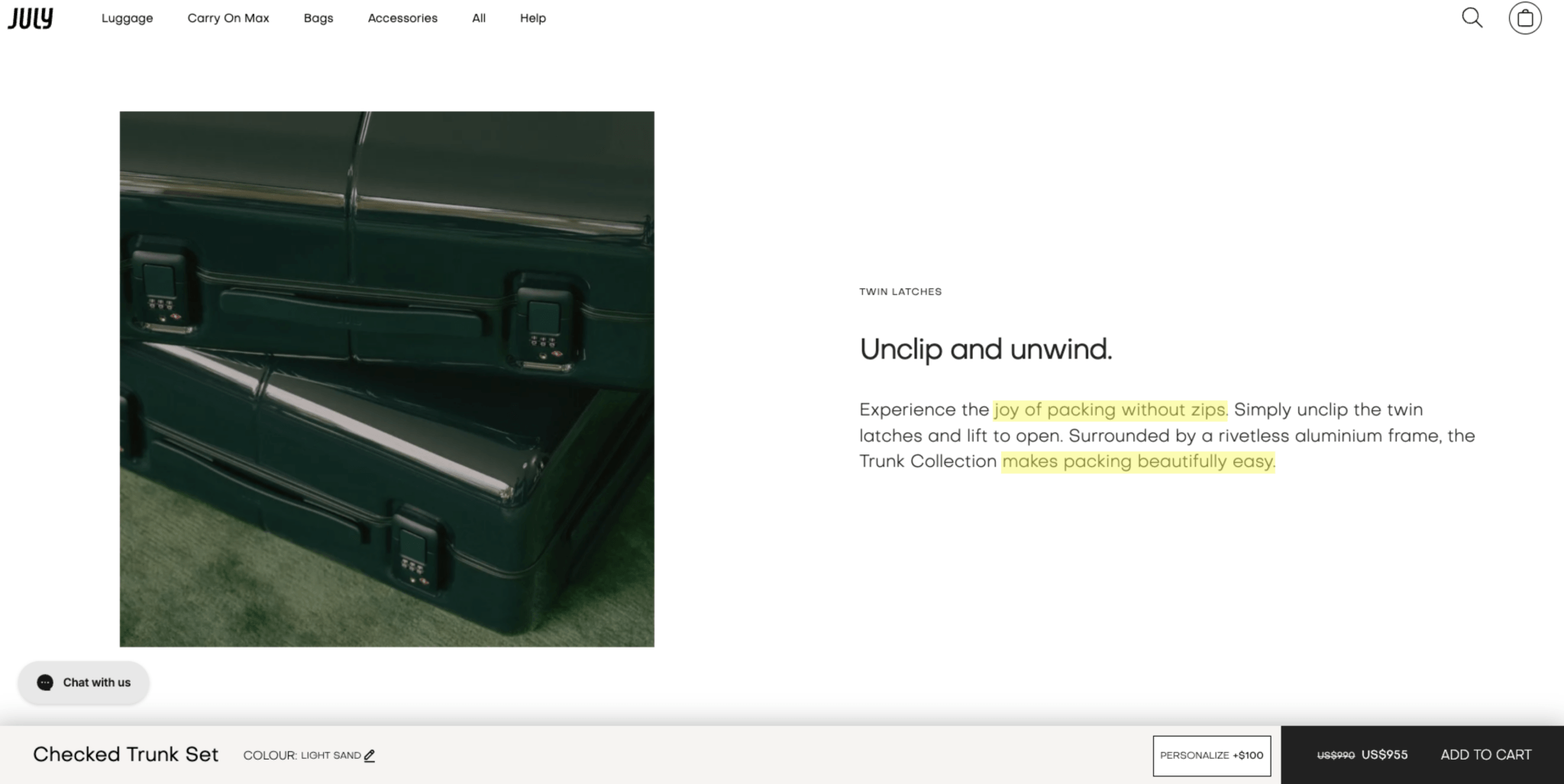 A screenshot of one of Gemini’s top recommendations — a checked trunk set from July.