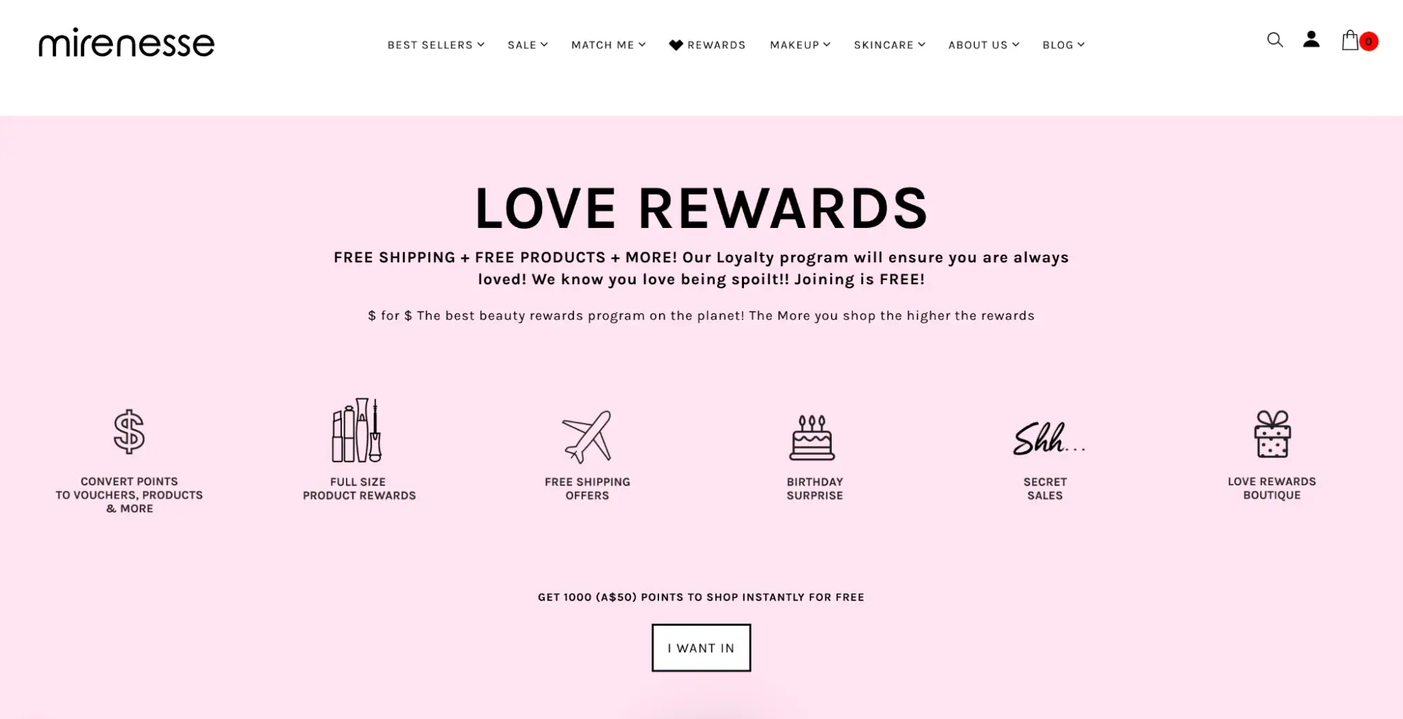 A screenshot of an ecommerce brand's loyalty program as part of holiday shopping trends.