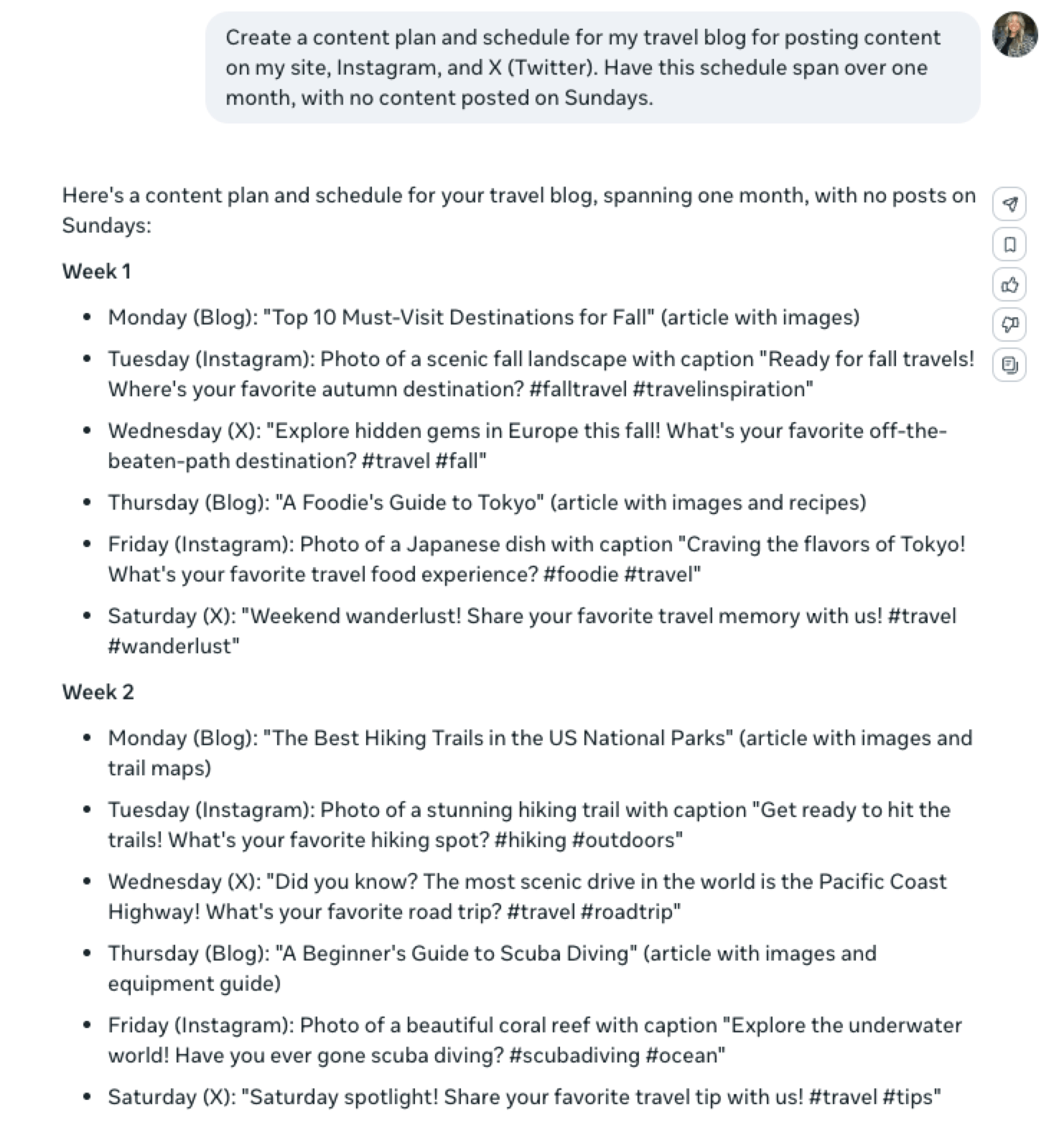 content schedule plan generated by meta ai