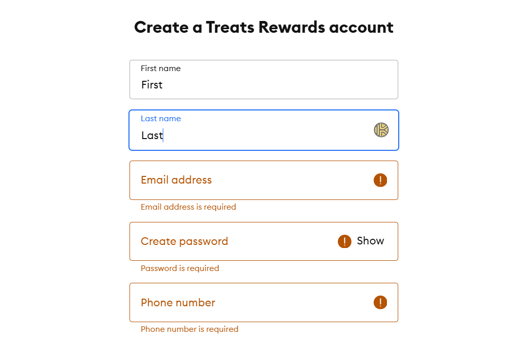 An example of an inline validation microinteraction that immediately tells a user the errors in their form so they can correct them before moving to the next step