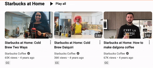 starbucks youtube channel content