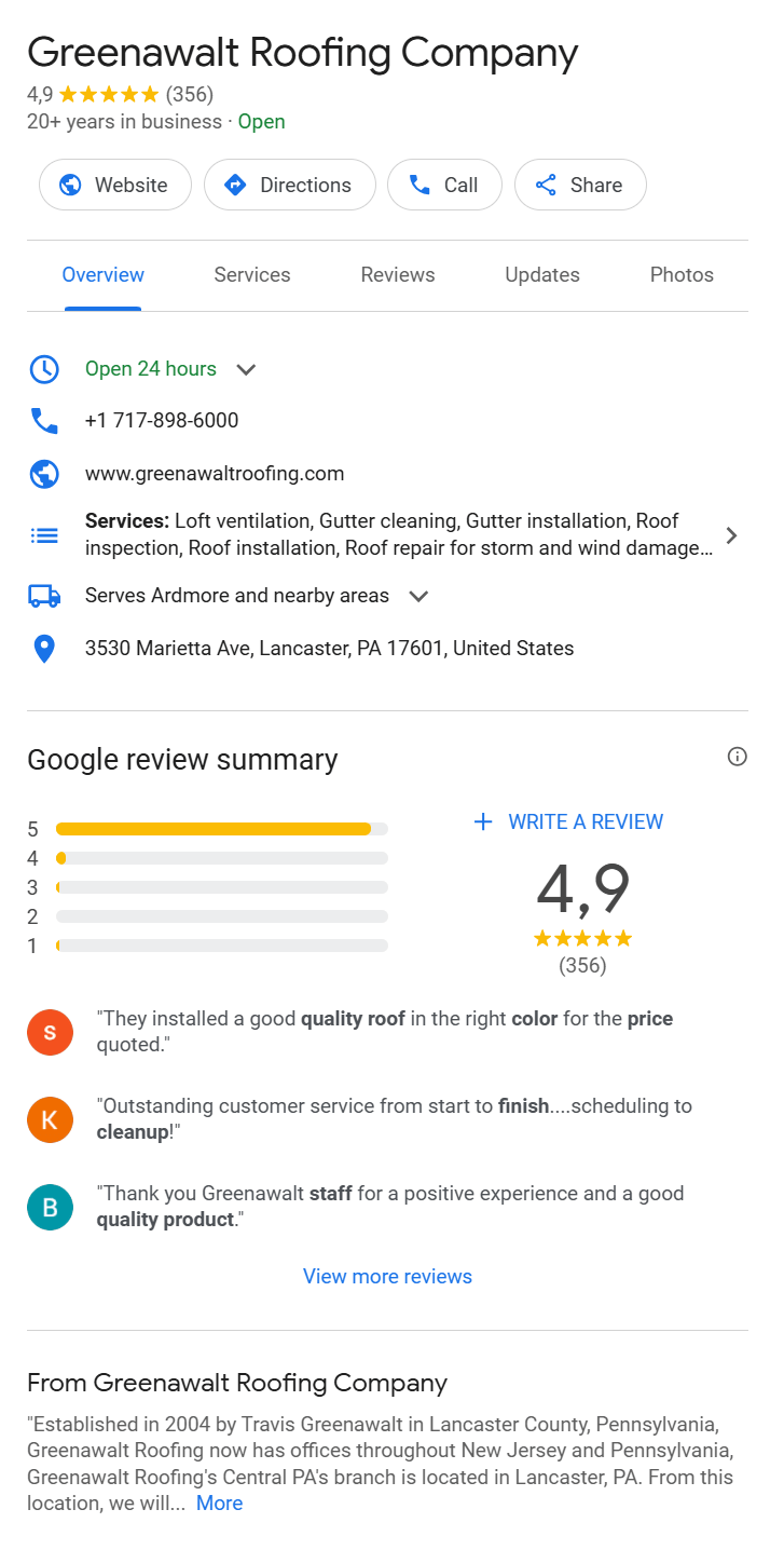 Google My roofing Business