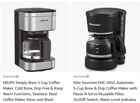 Amazon coffee maker ads