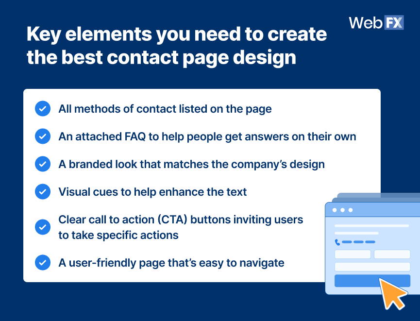 Key elements to add to a contact page