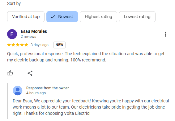 Online review for electrician