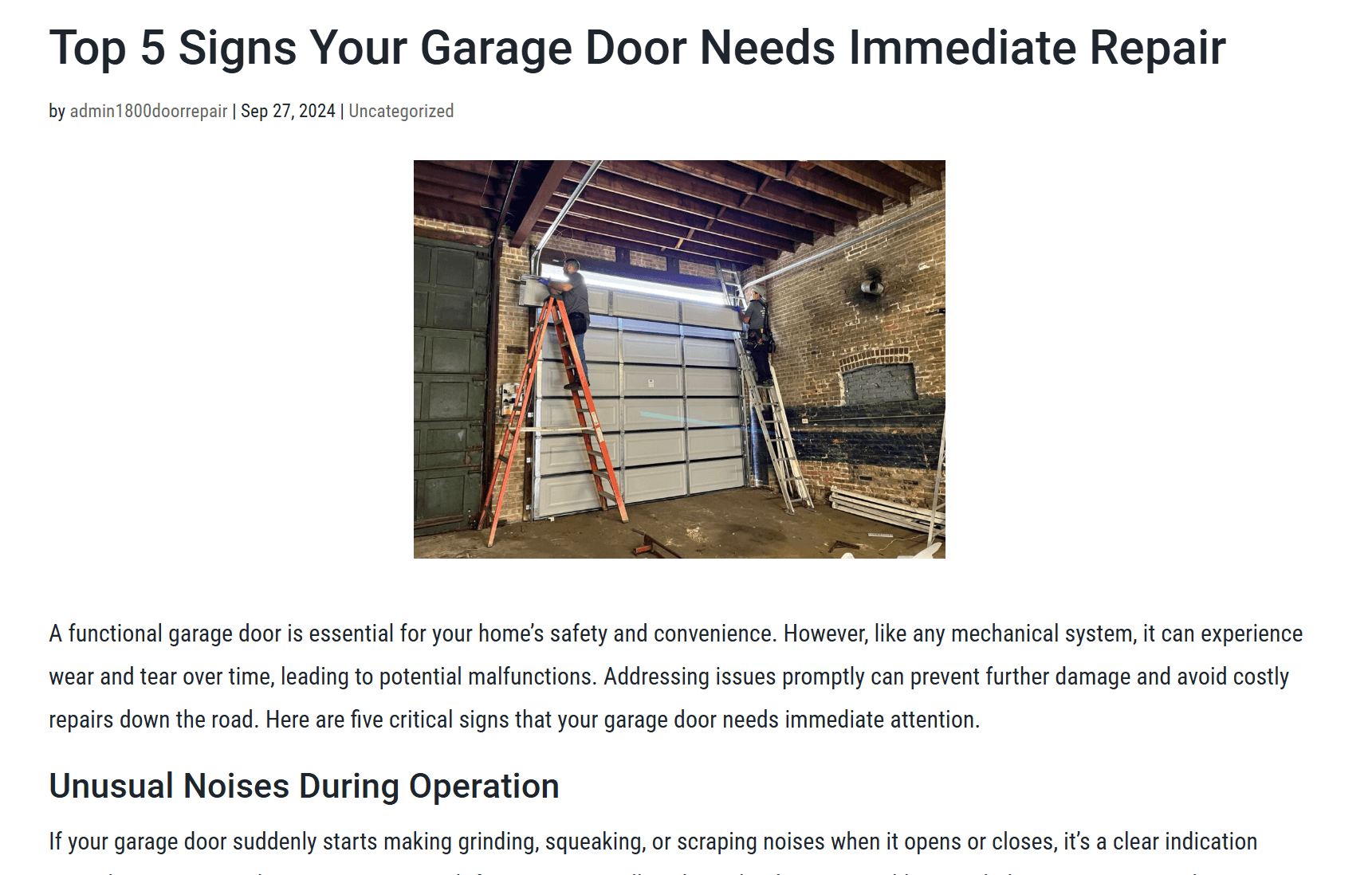 Garage door marketing idea for a blog content