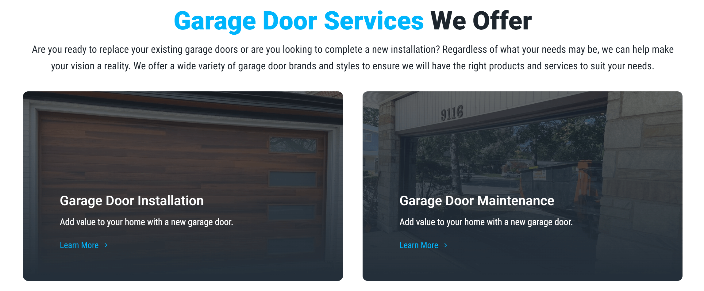Garage door marketing idea for a website
