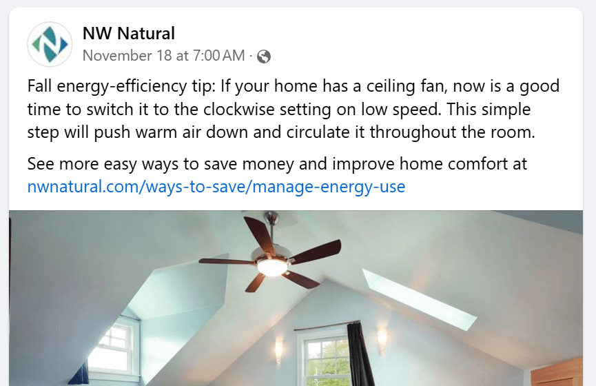 Gas company social media post example